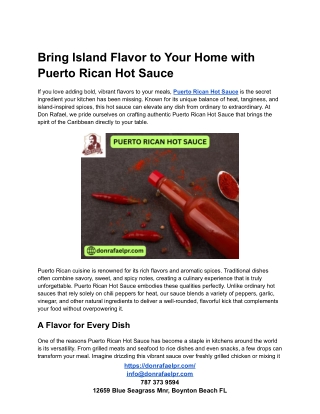 Bring Island Flavor to Your Home with Puerto Rican Hot Sauce