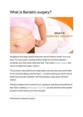 What is Bariatric surgery?