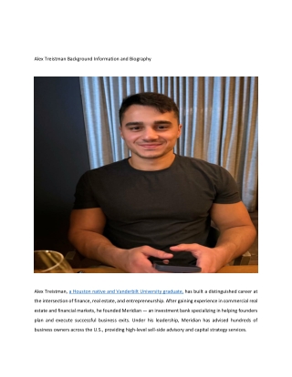 Alex Treistman Business Background Information
