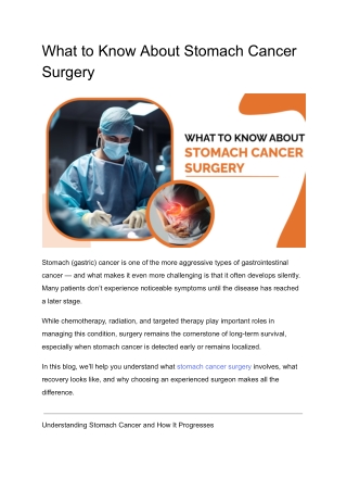 what to know about stomach cancer surgery