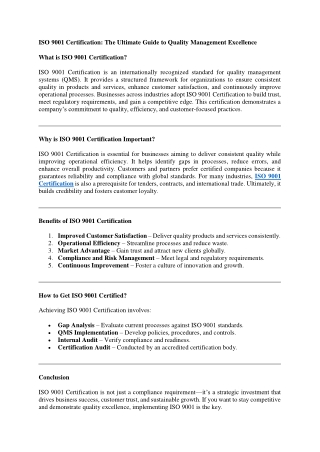 ISO 9001 Certification