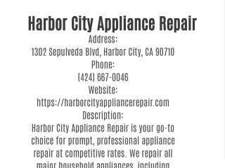 Harbor City Appliance Repair