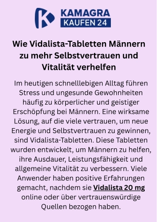 Wie Vidalista-Tabletten Männern zu mehr Selbstvertrauen und Vitalität verhelfen
