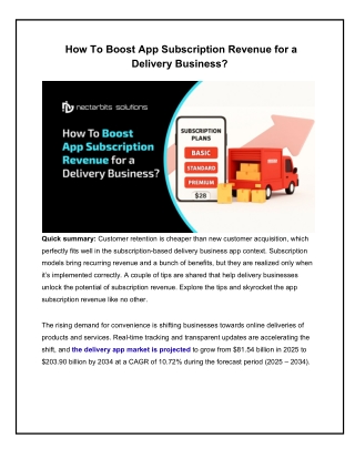How To Boost App Subscription Revenue for a Delivery Business.