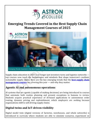 Emerging Trends Covered in the Best Supply Chain Management Courses of 2025
