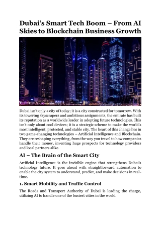 Dubai’s Smart Tech Boom – From AI Skies to Blockchain Business Growth