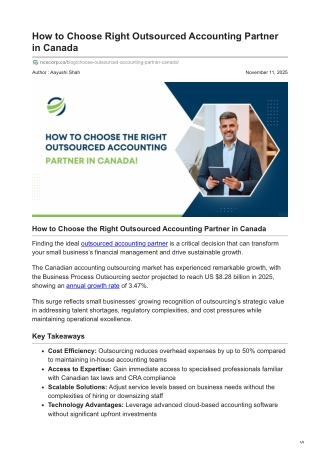 How to Choose Right Outsourced Accounting Partner in Canada