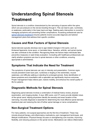 Spinal stenosis treatment