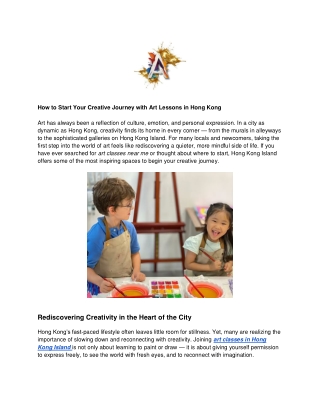1- How to Start Your Creative Journey with Art Lessons in Hong Kong