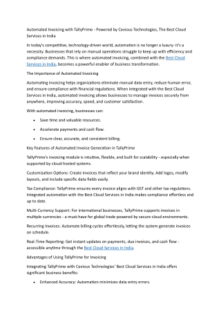 Automated Invoicing with TallyPrime