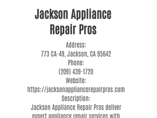 Jackson Appliance Repair Pros
