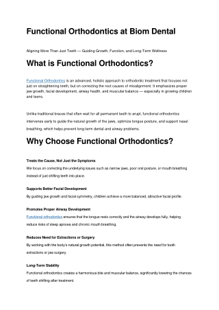 Functional Orthodontics at Biom Dental