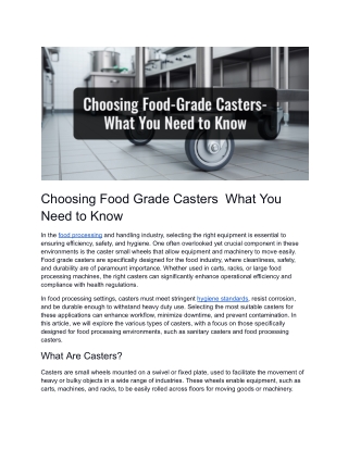 Food Grade Casters for Food Processing- Types,Materials,Tips