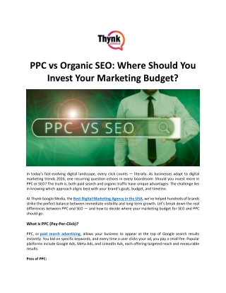 PPC vs Organic SEO: Where Should You Invest Your Marketing Budget?
