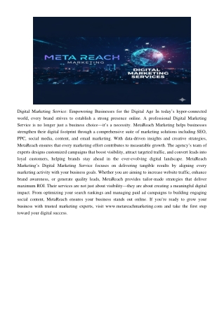 Boost Your Business Growth with MetaReach Marketing’s Digital Marketing Service
