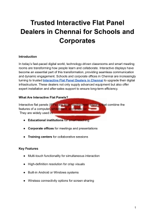 Trusted Interactive Flat Panel Dealers in Chennai for Schools and Corporates