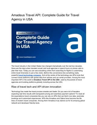 Amadeus Travel API_ Complete Guide for Travel Agency in USA