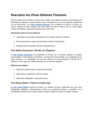 Descubre los Vinos Italianos Famosos