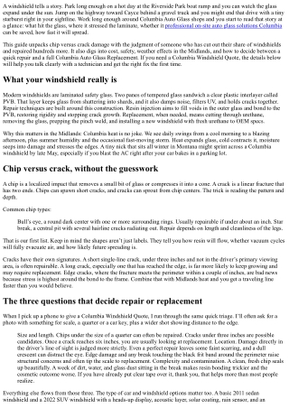 Columbia Windshield: Understanding Chip vs. Crack Damage
