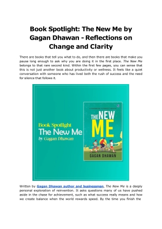 Book Spotlight_ The New Me by Gagan Dhawan - Reflections on Change and Clarity