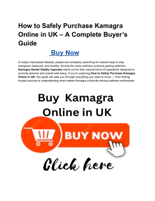 How to Safely Purchase Kamagra Online in UK – A Complete Buyer’s Guide