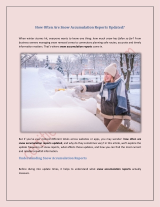 How Often Are Snow Accumulation Reports Updated