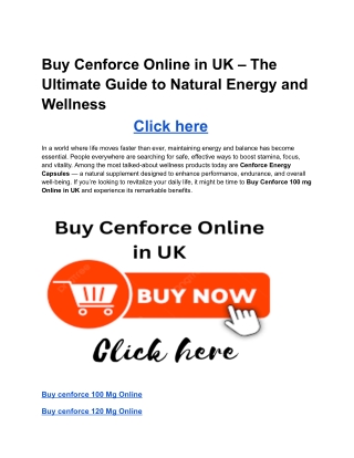 Buy Cenforce Online in UK – The Ultimate Guide to Natural Energy and Wellness