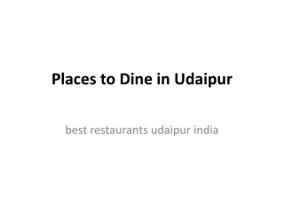 Places to Dine in Udaipur