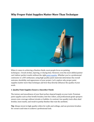 Why Proper Paint Supplies Matter More Than Technique