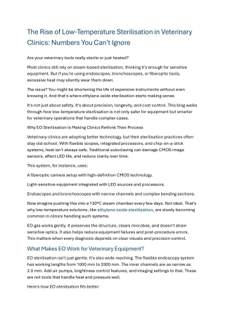 The Rise of Low-Temperature Sterilisation in Veterinary Clinics Numbers You Can't Ignore
