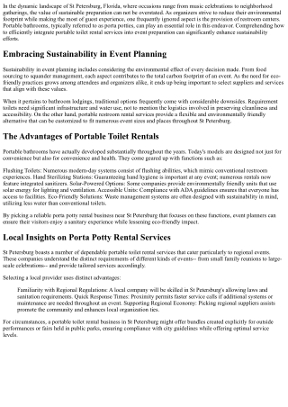 The Role of Porta Potties in Sustainable Occasion Preparation Around St Petersbu