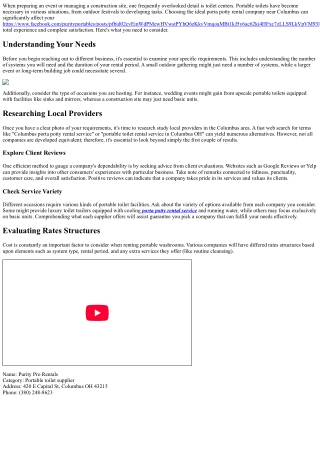 Discovering the Right Porta Potty Rental Business Near Columbus: What to Look Fo