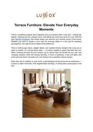 Terrace Furniture_ Elevate Your Everyday Moments