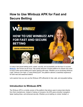 How to Use Winbuzz APK for Fast and Secure Betting