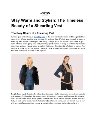 Stay Warm and Stylish | The Timeless Beauty of a Shearling Vest