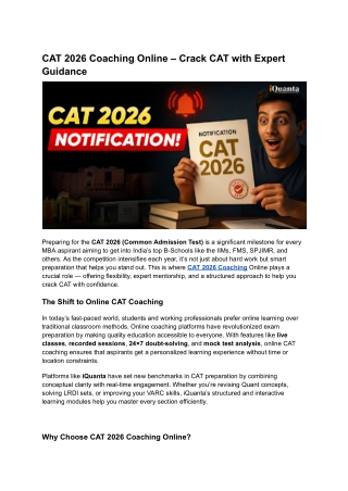 CAT 2026 Coaching Online – Crack CAT with Expert Guidance
