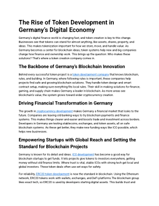 The German Edge in Token Development: Powering the Next Wave of Blockchain Innov