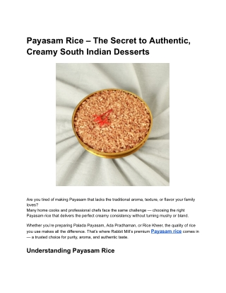 Payasam Rice – Rabbit Mark Modern Rice Mill