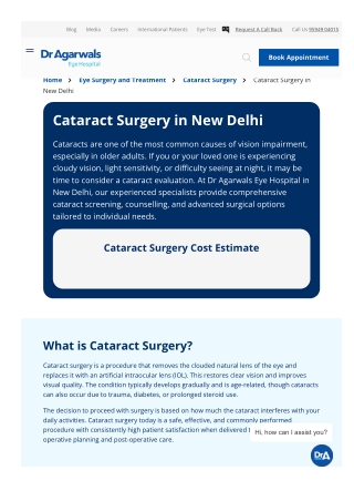 Cataract Surgery in New Delhi – Cost, Hospitals, and Options