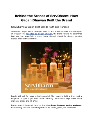 Behind the Scenes of ServDharm_ How Gagan Dhawan Built the Brand