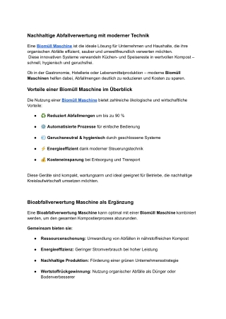 Effiziente Biomüll Maschine für nachhaltige Betriebe