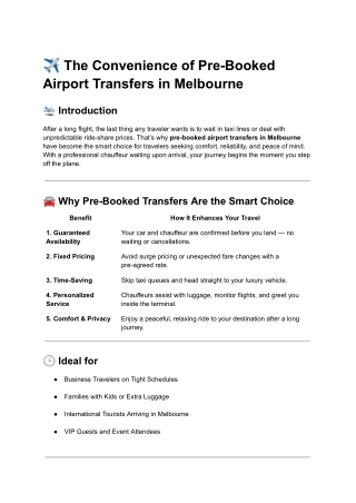 The Convenience of Pre-Booked Airport Transfers in Melbourne (1)