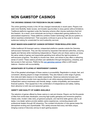 NON GAMSTOP CASINOS
