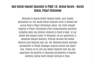 Best Dental Implant Specialist in PCMC | Dr. Mrunal Burute – Burute Dental, Pimpri Chinchwad