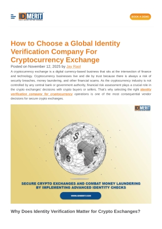 Global Identity Verification Company For Cryptocurrency Exchange