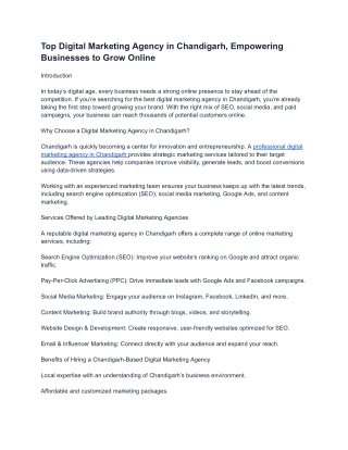 Best Digital Marketing Company in Chandigarh for Businesses