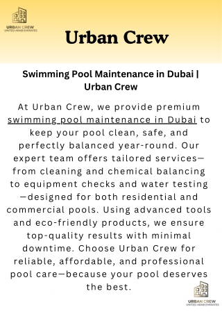 Swimming Pool Maintenance in Dubai