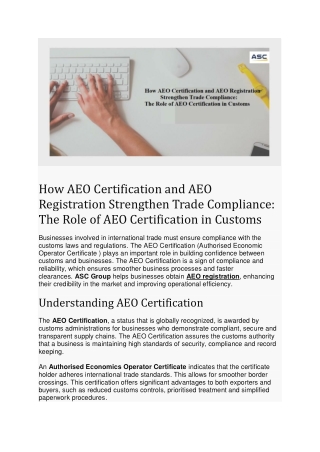 How AEO Certification and AEO Registration Strengthen Trade Compliance The Role of AEO Certification in Customs (1)