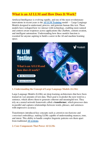 AI LLM Online Training in Hyderabad | AI LLM Course