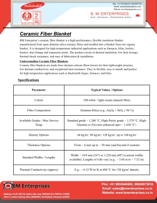Ceramic Fiber Blanket BM Enterprises